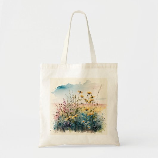 Canvas tas van veldbloemen (Voorkant)