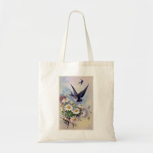 Canvas tas van  vogels en bloemen (Voorkant)