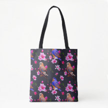 Canvas tas van vogels en bloesems