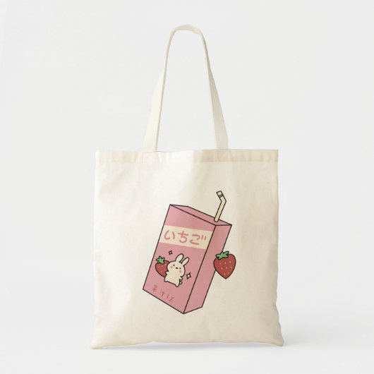 Canvas tas van volle aardbeienmelk (Voorkant)