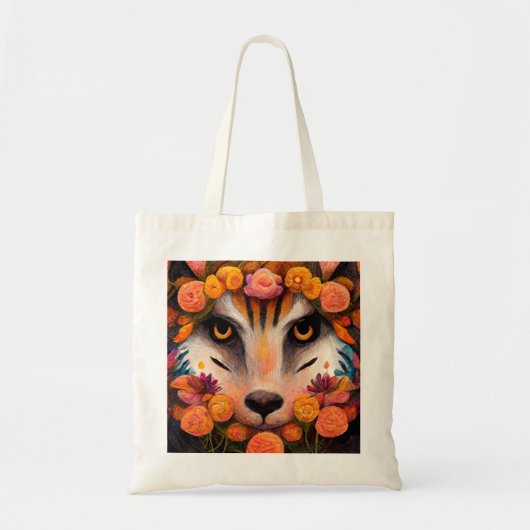 Canvas tas van wilde dieren met klauterbloem (Voorkant)