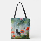 Canvas tas van wilde dieren met klauterbloem (Achterkant)
