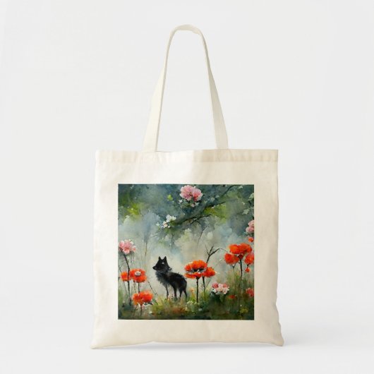 Canvas tas van wilde dieren met klauterbloem (Voorkant)