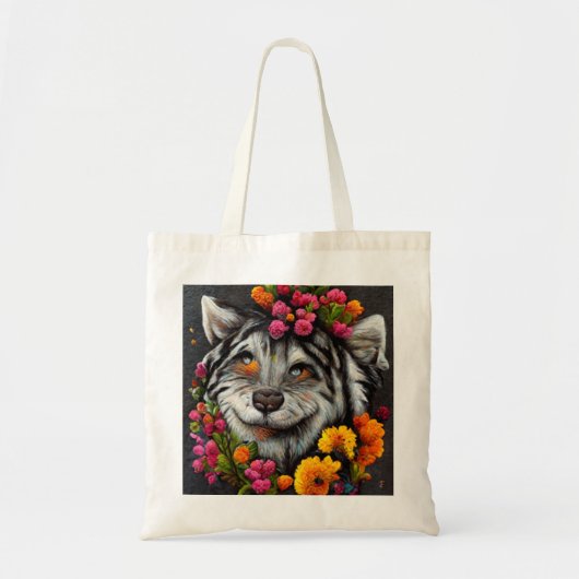 Canvas tas van wilde dieren met klauterbloem (Voorkant)
