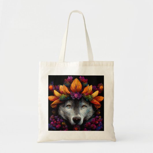 Canvas tas van wilde dieren met klauterbloem (Voorkant)
