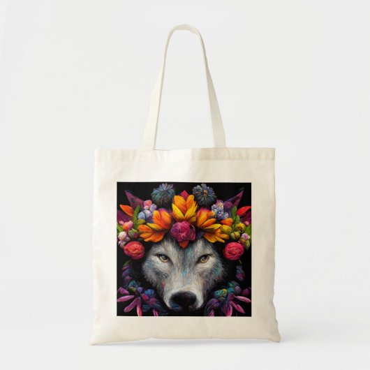 Canvas tas van wilde dieren met klauterbloem (Voorkant)