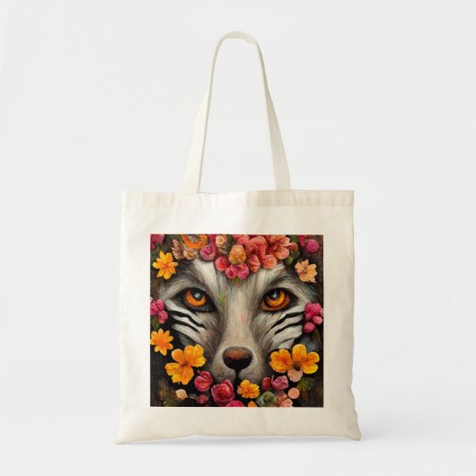 Canvas tas van wilde dieren met klauterbloem (Voorkant)