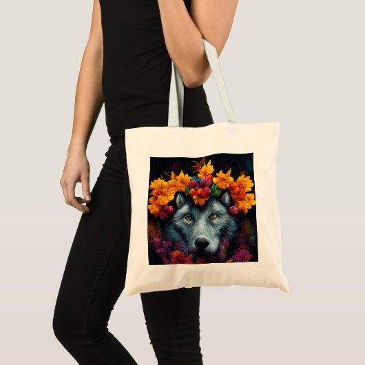 Canvas tas van wilde dieren met klauterbloem (Voorkant (product))