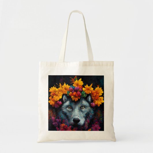 Canvas tas van wilde dieren met klauterbloem (Voorkant)
