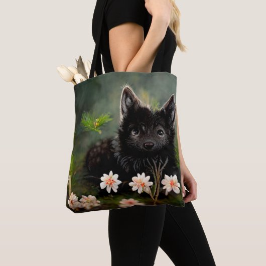 Canvas tas van wilde dieren met klauterbloem (Dichtbij)