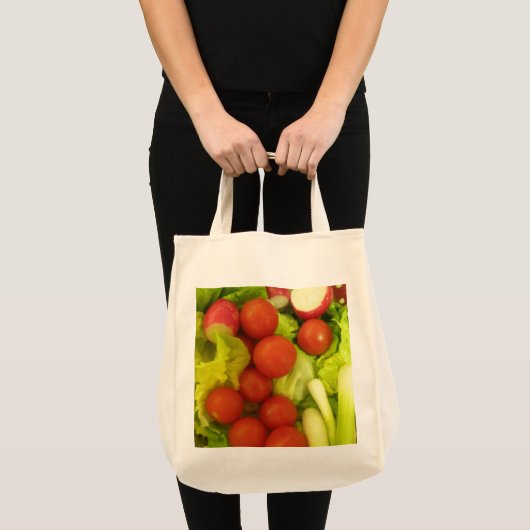 Canvas tas van zalm op basis van groenten en fruit (Voorkant (product))