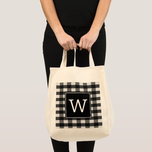 Canvas tas van zwart buffelmonogram (Voorkant (product))