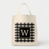 Canvas tas van zwart buffelmonogram (Voorkant)