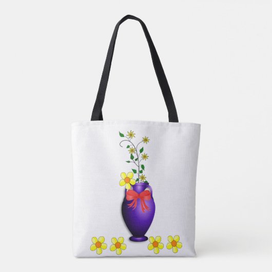 Canvas tas vase floral (Achterkant)