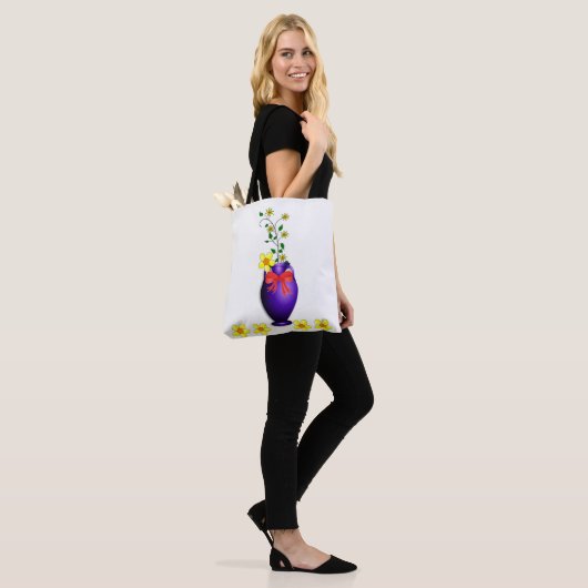 Canvas tas vase floral (Op model)