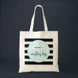 Canvas tas voor ambachtelijke doeleinden<br><div class="desc">Deze canvas tas is voorzien van een groen ontwerp van de muntbanner op een zwarte en witte gestreepte achtergrond. Geef deze tas een persoonlijk tintje met jouw naam of maak deze in een tas die bij je past!</div>