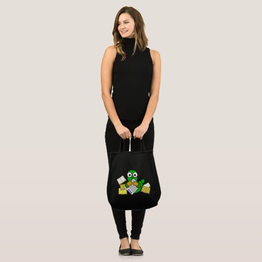 Canvas tas voor boekboeken met bladwijzer (donker) (Voorkant (model))