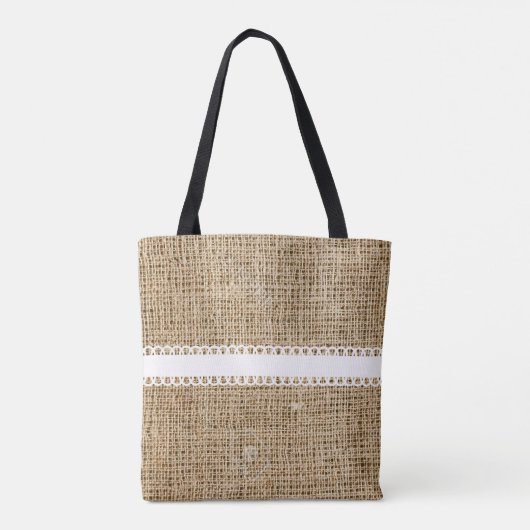 Canvas tas voor Burlap- en Lacey Ribbon-ontwerp (Achterkant)
