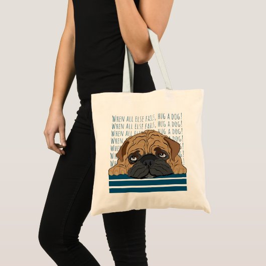 Canvas tas voor de begroting "Hug a dog" Bull Dog (Voorkant (product))