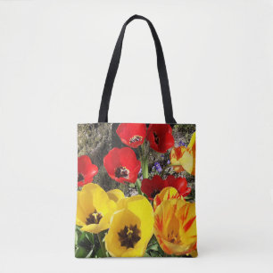 Canvas tas voor gele en rode tulpen