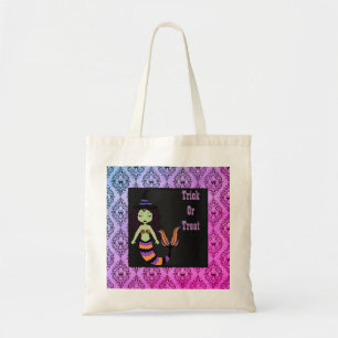 Canvas tas voor Halloween Witch Mermaid treat tas