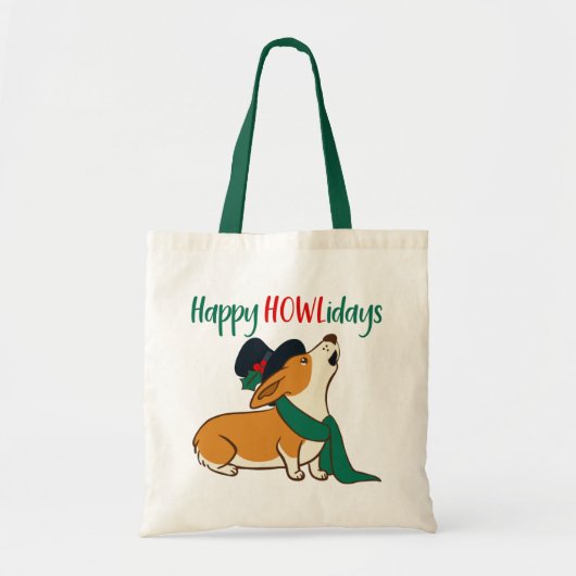 Canvas tas voor kerstmis Corgi Singing (Voorkant)