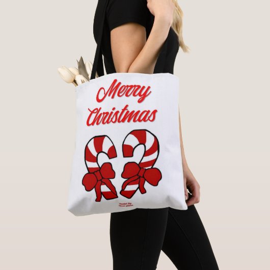 Canvas tas voor kerstsnoepjes, alles-over-druk (Dichtbij)