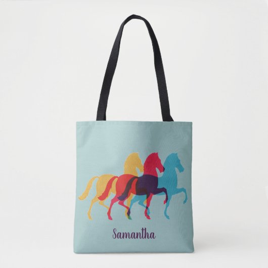 Canvas tas voor kleurrijke prancingpaarden (Voorkant)
