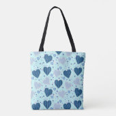 Canvas tas voor persoonlijke naam met  blauw hart (Achterkant)