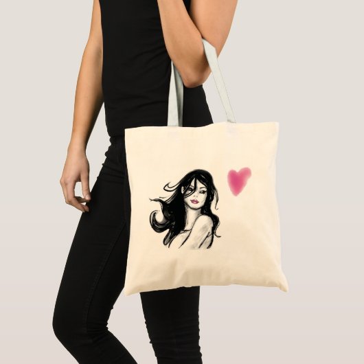 Canvas tas voor zwart-wit en roze meisjes (Voorkant (product))