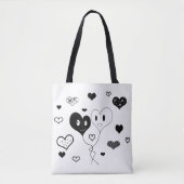 Canvas tas voor zwarte en witte luis en ballonnen (Voorkant)