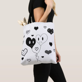 Canvas tas voor zwarte en witte luis en ballonnen