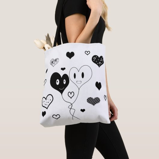 Canvas tas voor zwarte en witte luis en ballonnen (Dichtbij)