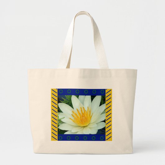 canvas tas : White Water Lily met artistieke grens (Voorkant)