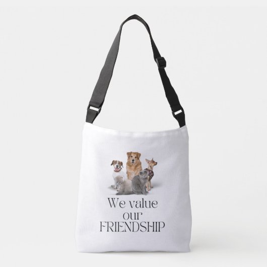 Canvas tas, wij waarderen onze vriendschap crossbody tas (Voorkant)