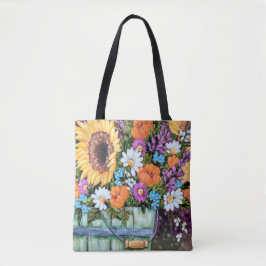 canvas tas "Wildflower Bucket Bouquet"