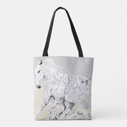 Canvas tas/Witte Stallion in beweging Tote Bag (Achterkant)