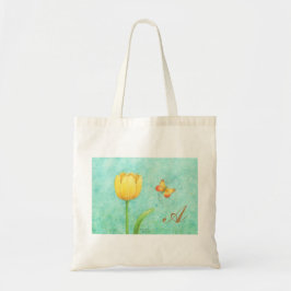 canvas tas Yellow Tulip en Butterfly