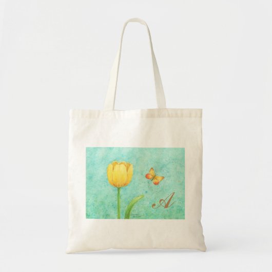 canvas tas Yellow Tulip en Butterfly (Voorkant)