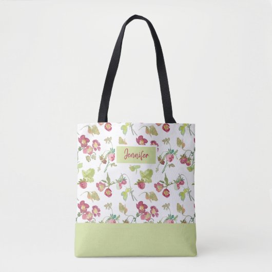 Canvas tas zomeraardbeien (Voorkant)