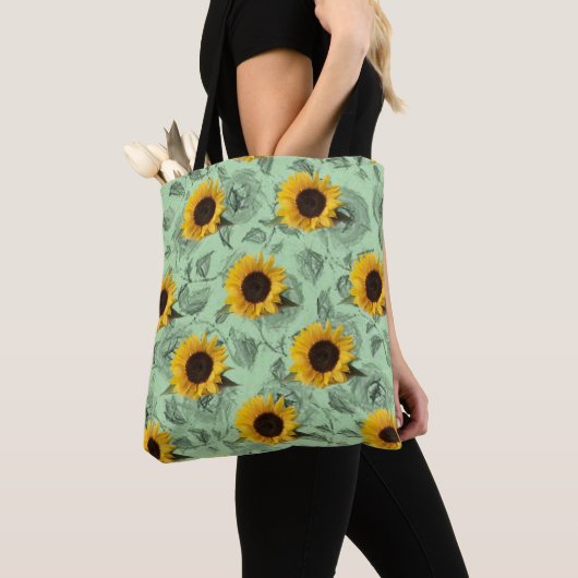 canvas tas zonnebloemen (Dichtbij)
