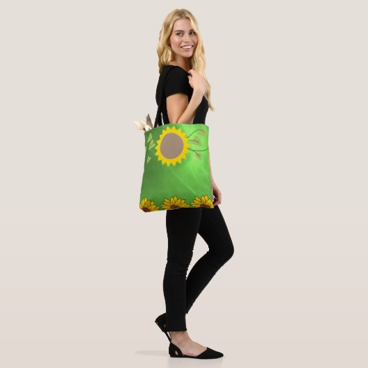 canvas tas zonnebloemen (Op model)