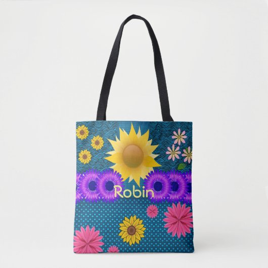 canvas tas zonnebloemen Robin (Voorkant)