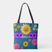canvas tas zonnebloemen Robin (Achterkant)