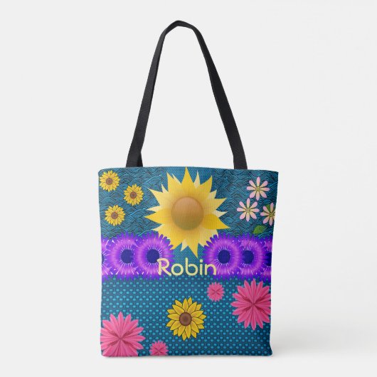 canvas tas zonnebloemen Robin (Achterkant)