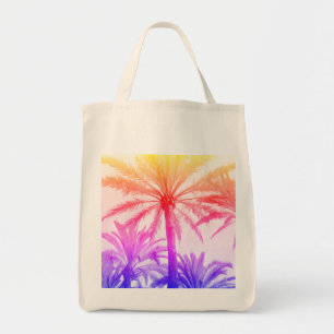 Canvas tas zonsondergang vakantie palmboom 80s roz