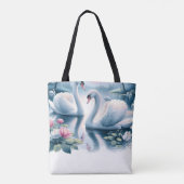Canvas tas - Zwanen in een rustige lelievijver (Achterkant)