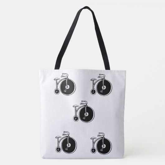 Canvas tas zwart-wit fietsen  (Voorkant)