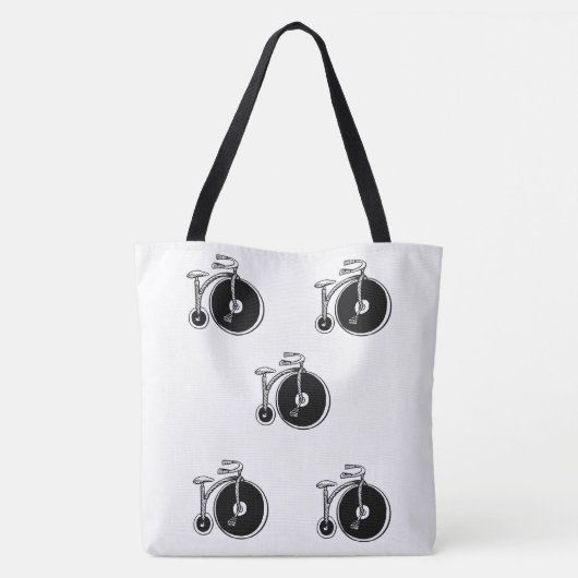 Canvas tas zwart-wit fietsen  (Achterkant)