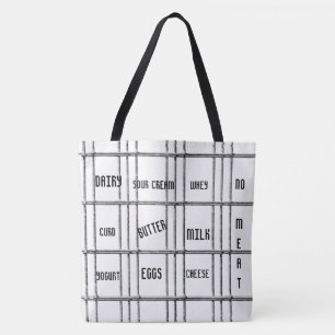 Canvas tas zwart/wit, geen vlees